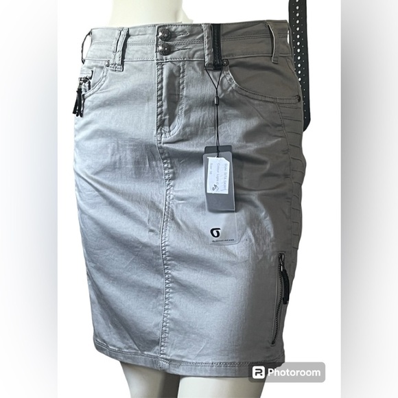 NWT Ofclia Light Gray Motto Style European Skirt Sz 8(38) - Picture 1 of 8